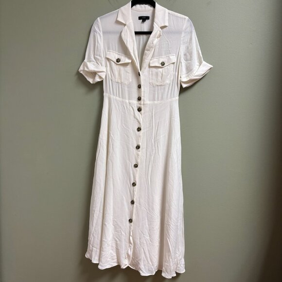 J. Crew Dresses & Skirts - J Crew Womens Collared Camp-Pocket Shirtdress Size 4 Sheer Minimalist Career